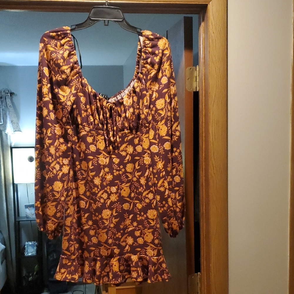 Forever 21 Orange Long Sleeve Sundress